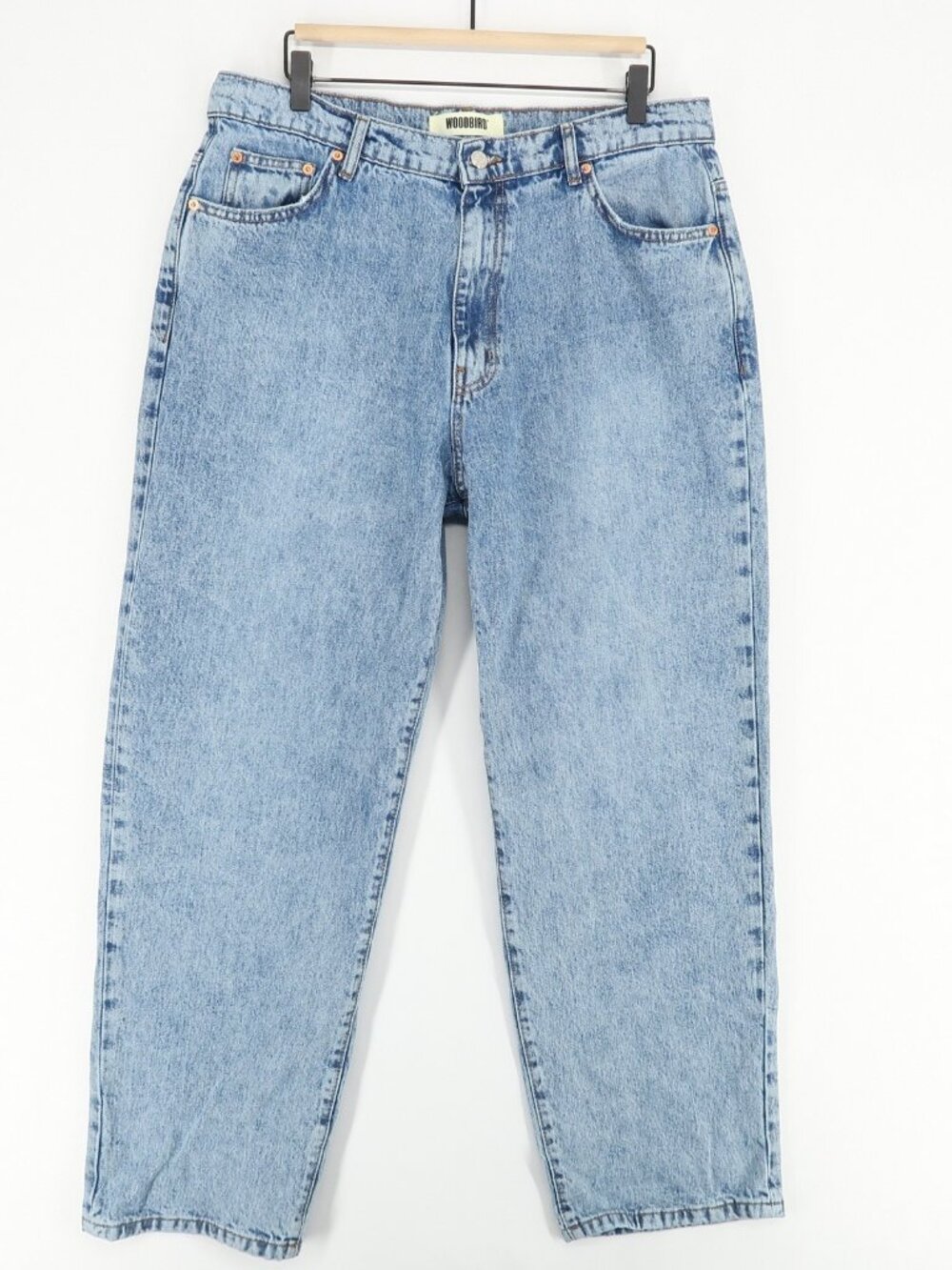 Woodbird Leroy Doone Jeans Mens 34x30 Blue Washed Blue Loose Fit Tapered Leg